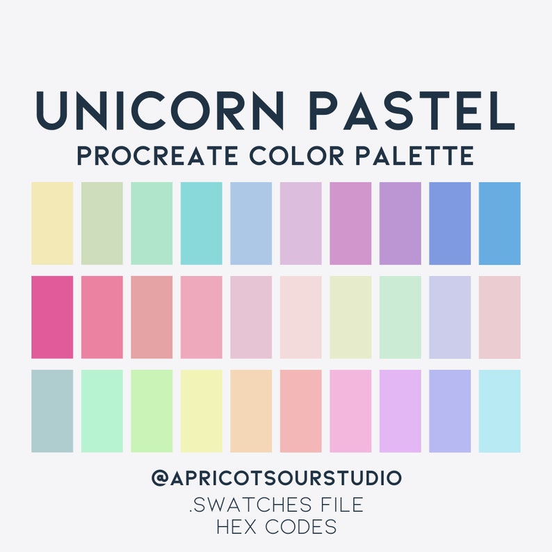 Unicorn Pastel Procreate Color Palette Etsy