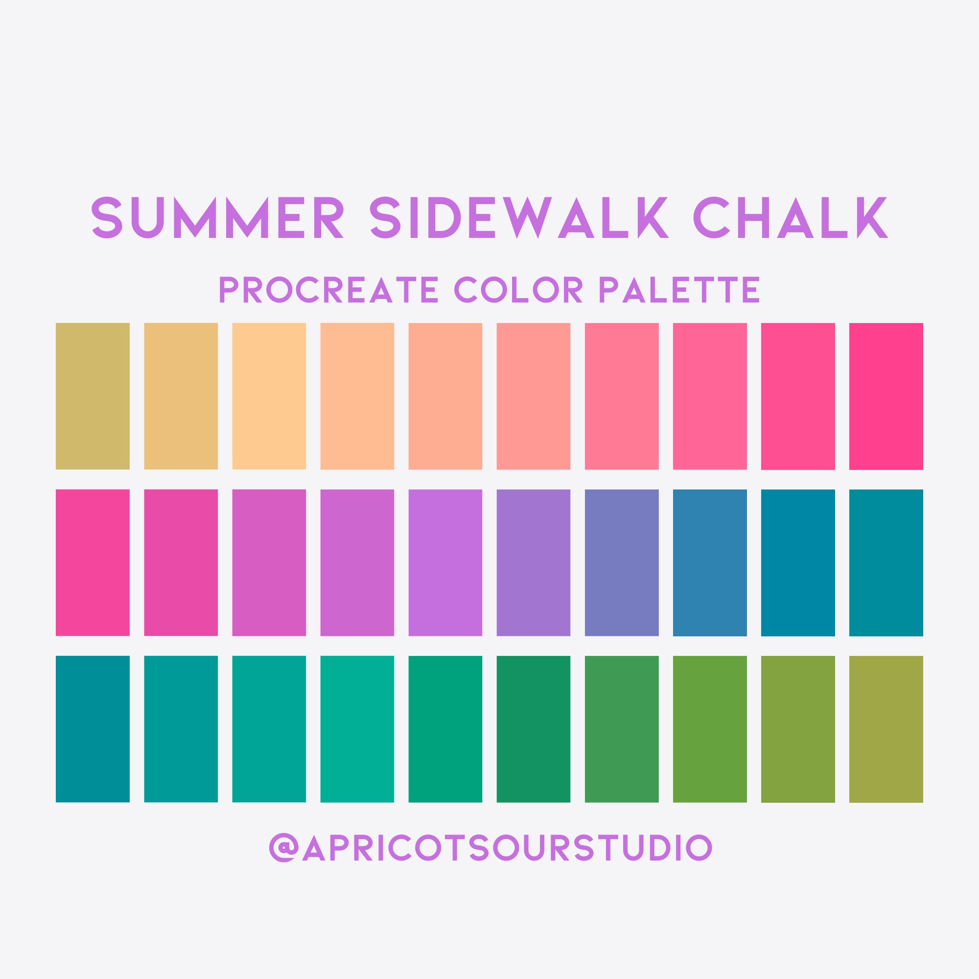 Summer Sidewalk Chalk Procreate Color Palette – Bright Pastel Swatches for iPad Art