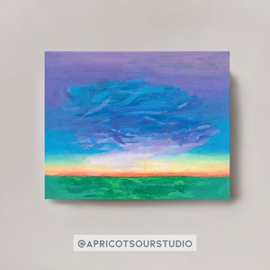 即時ダウンロード カラフルなテキサスの夕日の絵画 壁装飾 印刷可能なオリジナルアート 現代ホーム