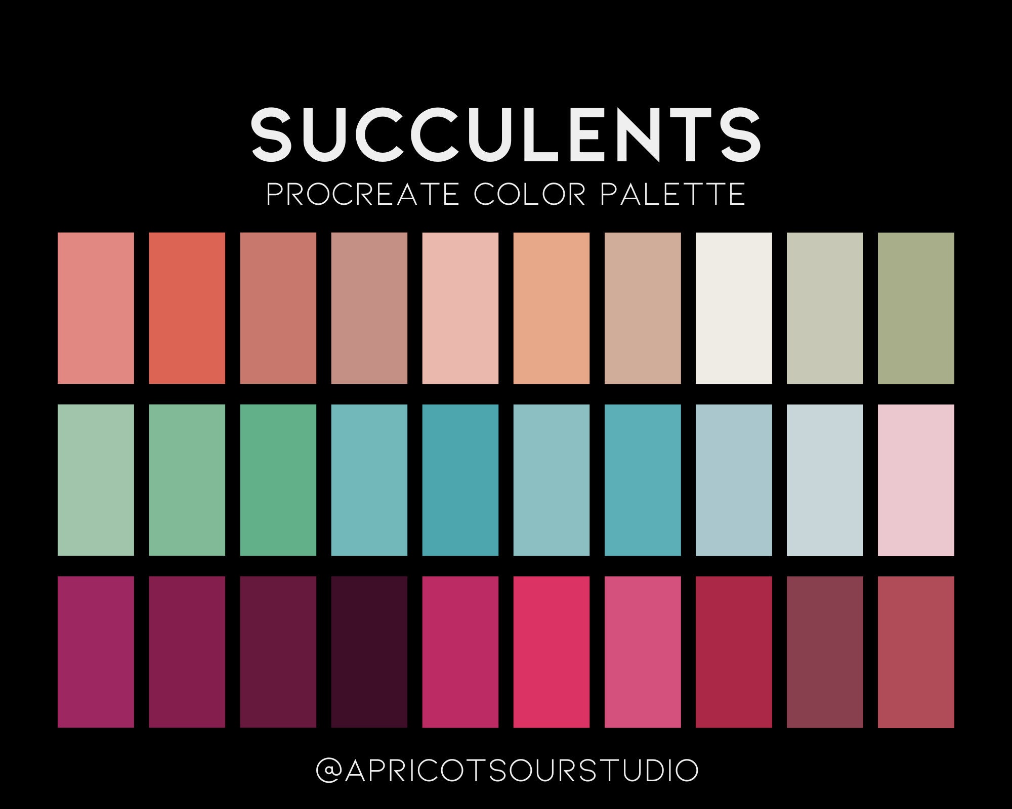 Color 9875 Succulents Procreate Color Palette - Etsy
