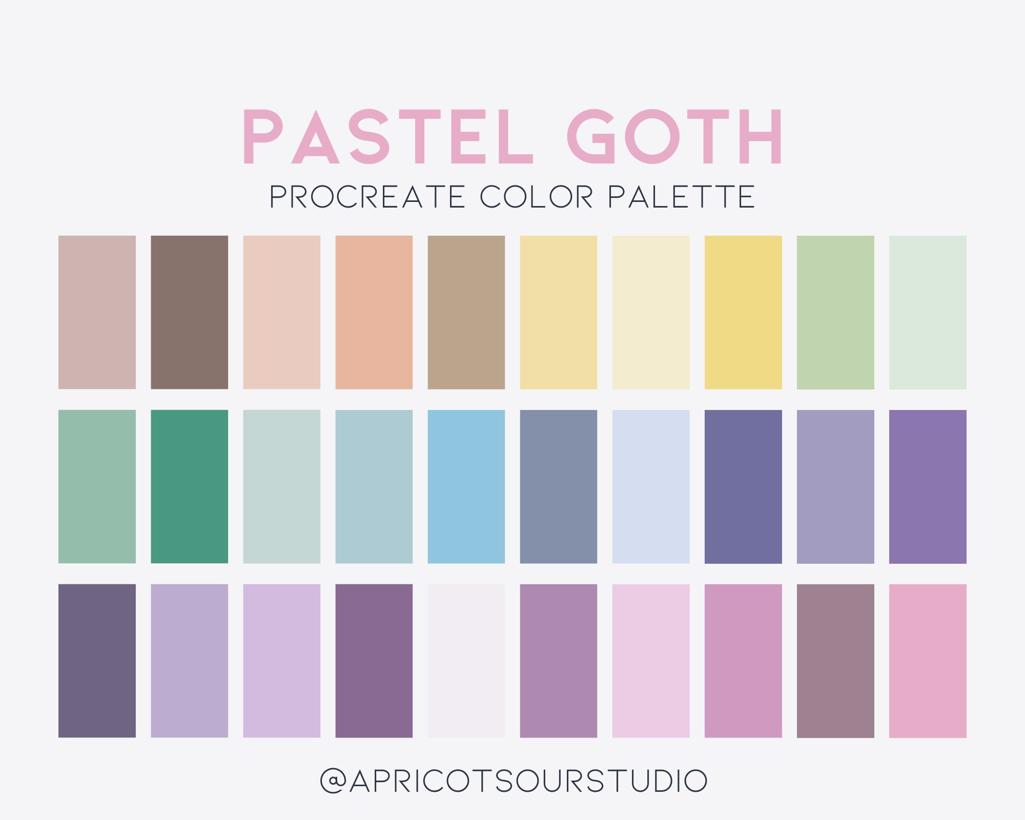 Pastel Goth Procreate Color Palette Etsy