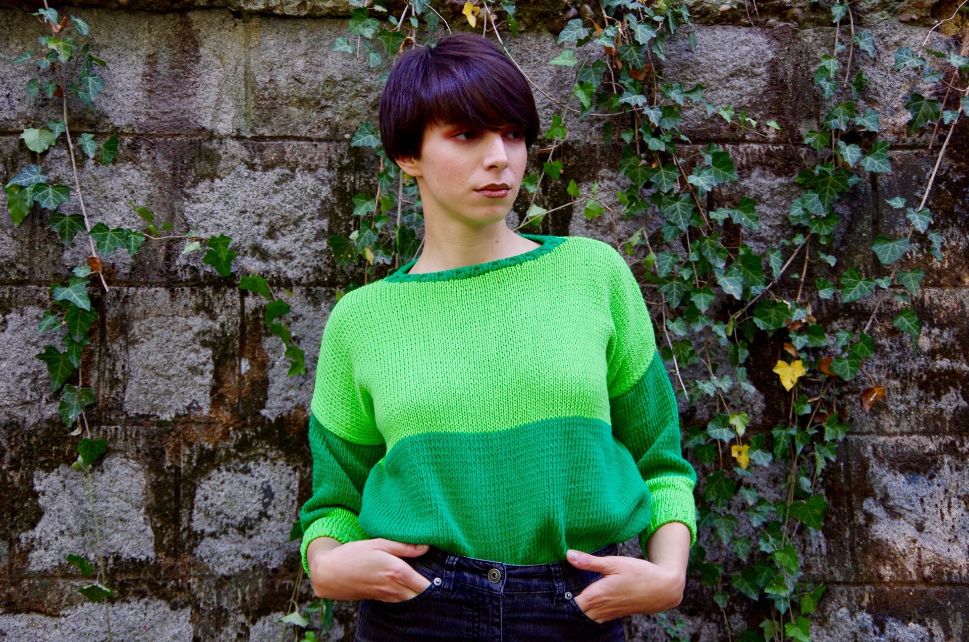 Green Cotton Jumper Basic Jumper 