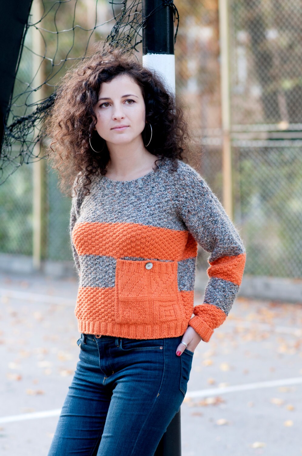 サルセーション　Crop sweater サイズM Orange Cropped Sweater, Size M Jumper, Women's Pullover With