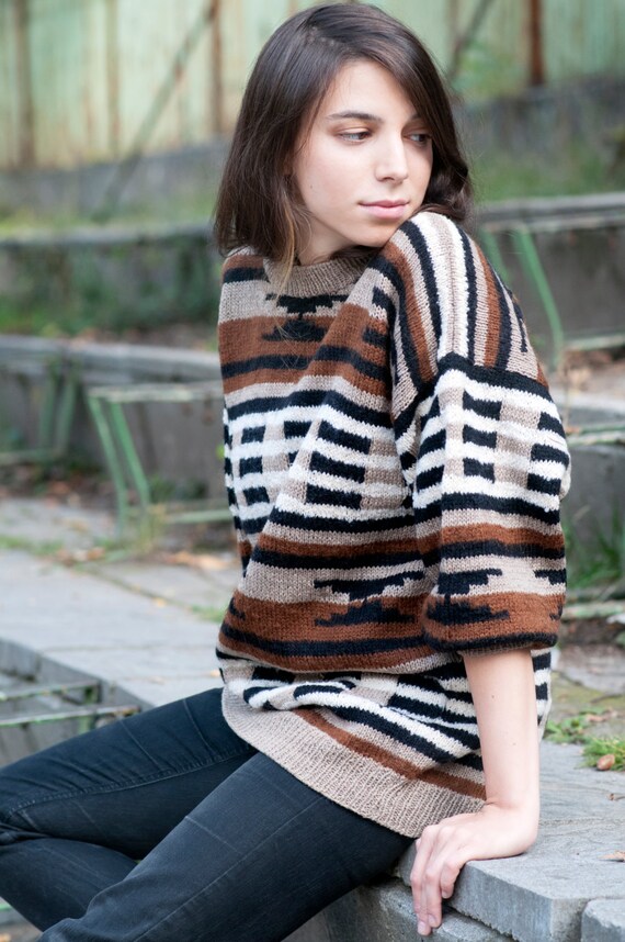 brown patterned jumper