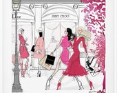 Shopping Adventures - Jimmy Choo, Dior, YSL, Bulgari, Miu Miu, Street, Shop, Shopping, Bag, Dog, Scene, Walking, Scene, Coffee,Fashion Print