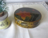 Vintage Wood Lacquer Enameled Keepsake Trinket Box