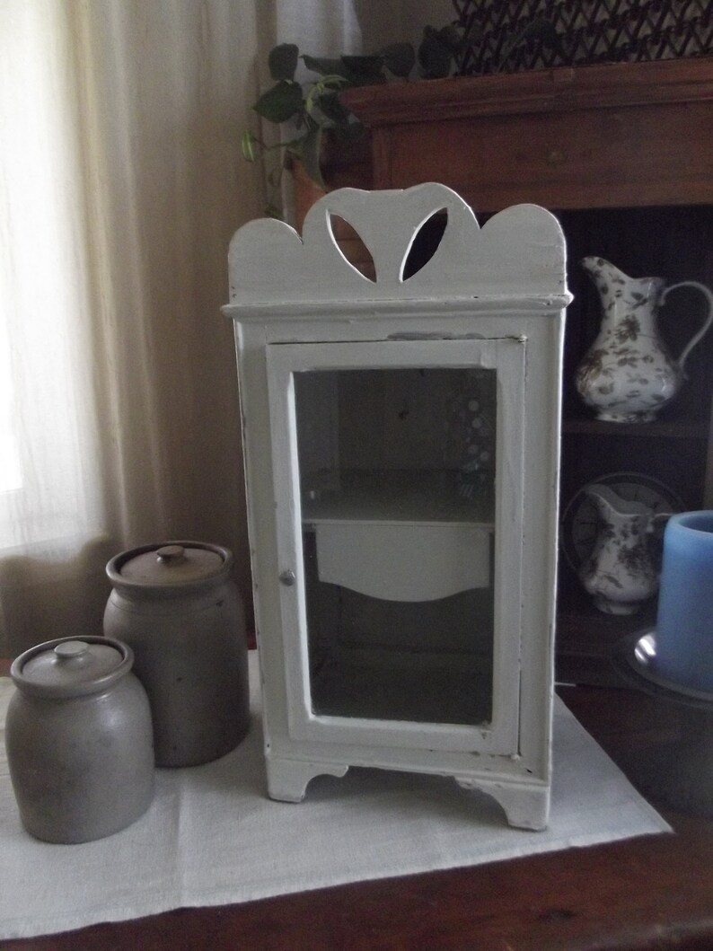 Early Small Primitive Wall Or Table Cupboard Original Paint Etsy