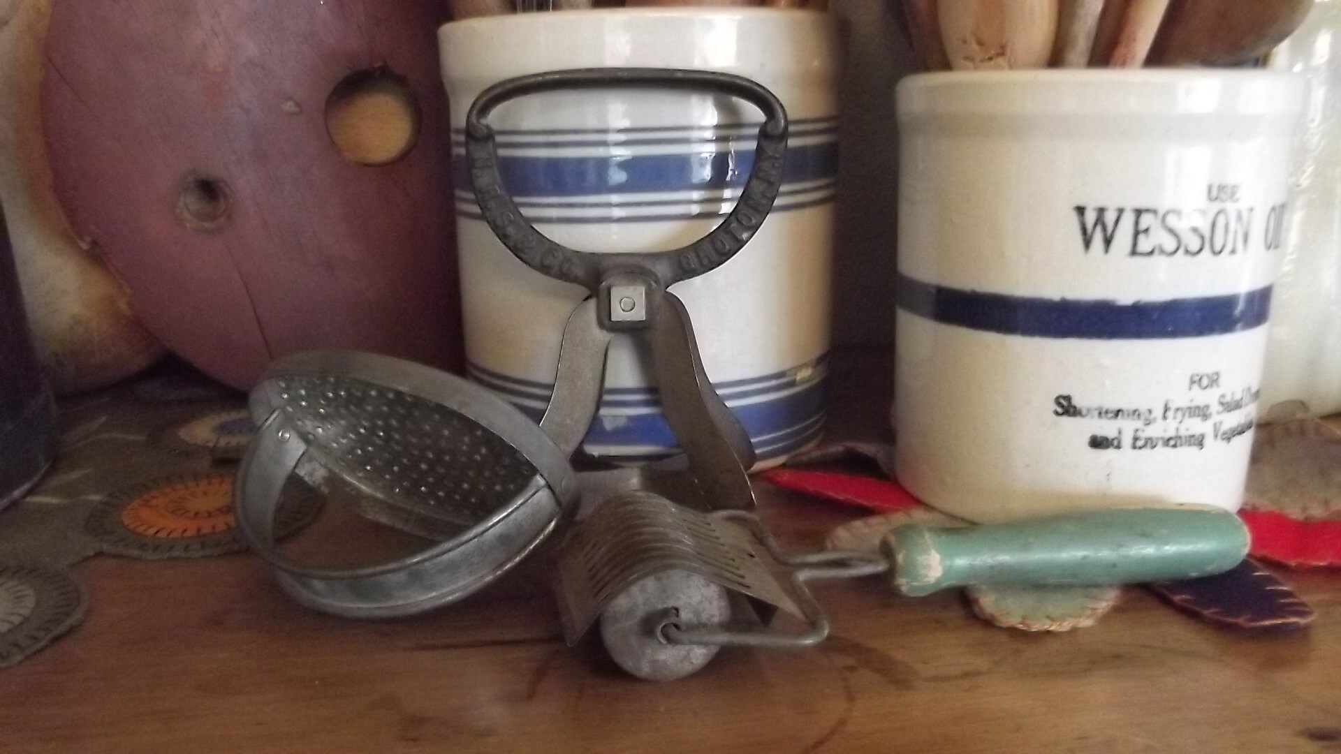 Three Kitchen Utilitarian Tools of Yesteryear Hand Chopper Hand