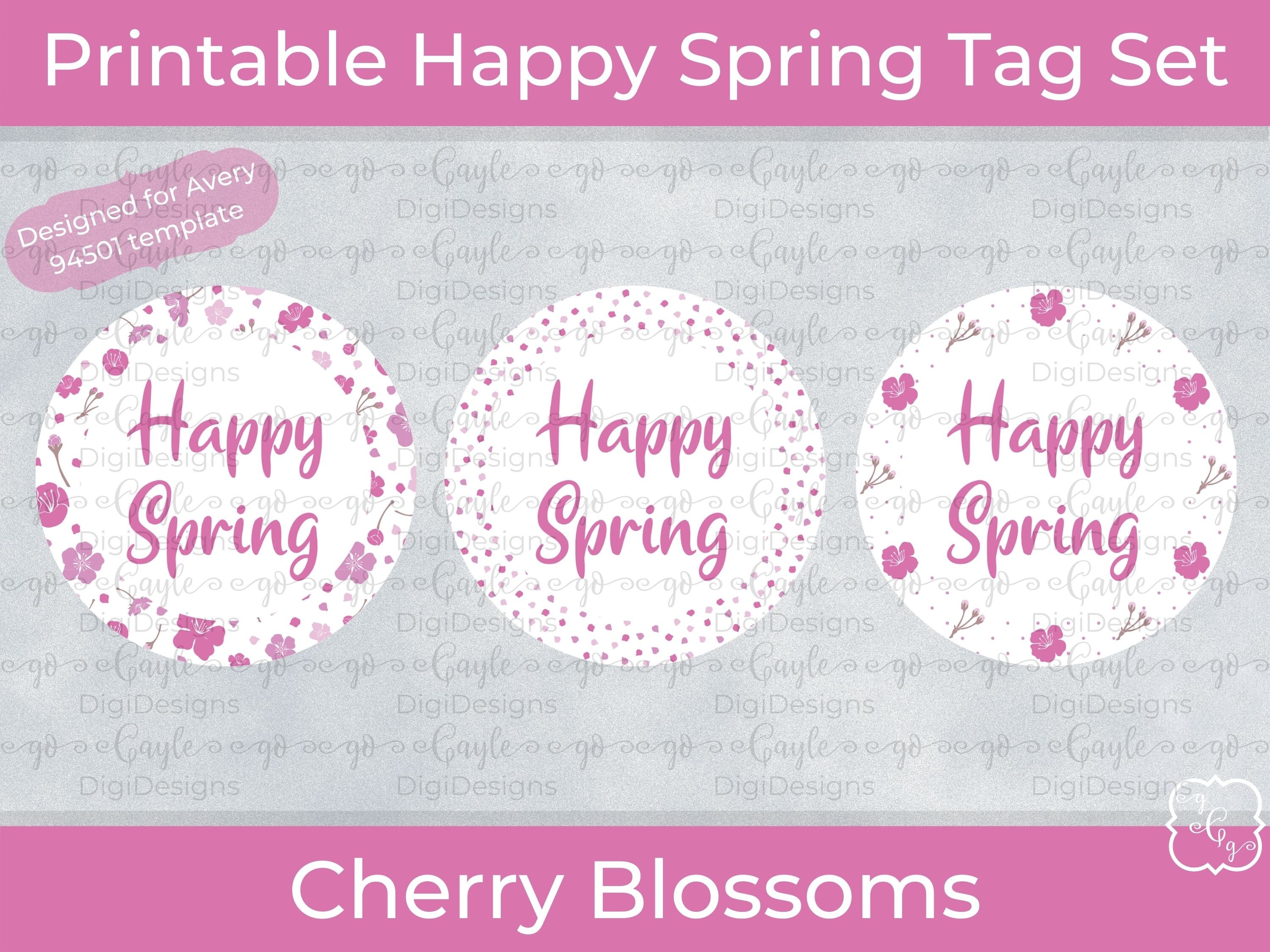 2 Round PRINTABLE Happy Spring Gift Tag Set Labels | Etsy
