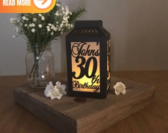 30th Birthday Decorations, Birthday Centerpiece for Table, Table Decor, Luminaries Personalized, Paper Lanterns, Lantern Centerpiece