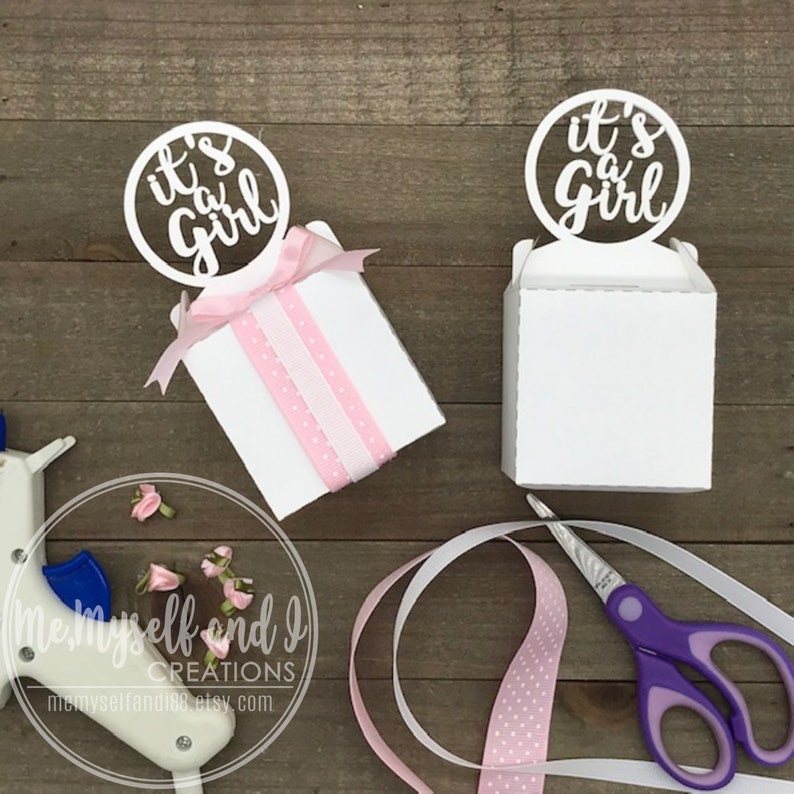 Download It S A Girl Baby Shower Svg File Treat Box Cutting Die Svg File For Cricut Favor Box Svg Treat Box Svg Favor Box Template Candy Buffet Favor Bags Containers Paper