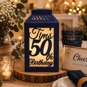 50th Birthday Centerpieces Set of 4 | Personalized Birthday Table Decorations | Custom Lantern Party Decor | Milestone Birthday Supplies