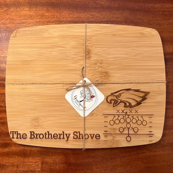 Philadelphia Eagles Brotherly Shove Charcuterie Board – Bamboo Serving Tray | Philly Football Gift | Laser Engraved | Made in Media PA