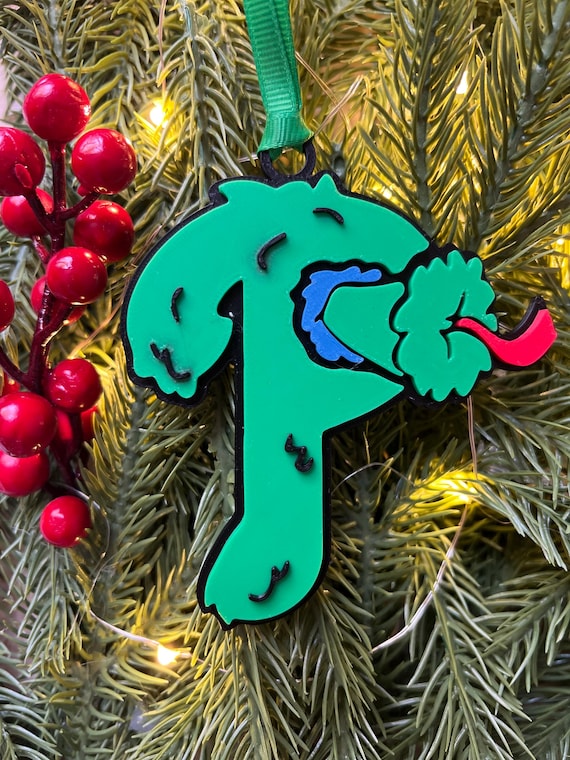 Philly Phanatic Ornament | Philadelphia Phillies “P” Ornament | 3D Printed Philly Sports Gift | Funny Green Christmas Ornament | Media Pa