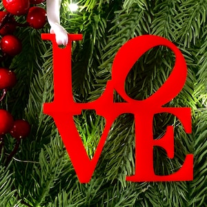 Red Acrylic LOVE Ornament | Philadelphia LOVE Statue Ornament | Philly Christmas Ornament | Valentine’s Day Gift | Handmade by Gracewood