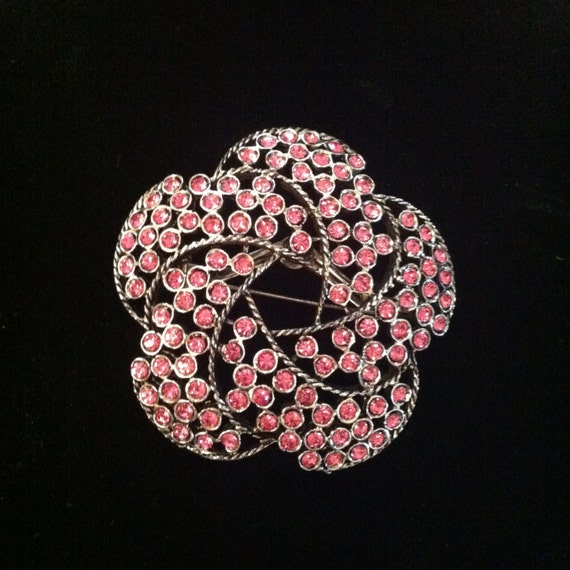 Antique Weiss Pink Flower Brooch - image 1