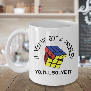 Rubiks Cube Ceramic Coffee Mug - Large Novelty Mugs Kitschy Birthday Gift For Him For Her - Hobby Rubix Cube - Puzzle Gift Idea