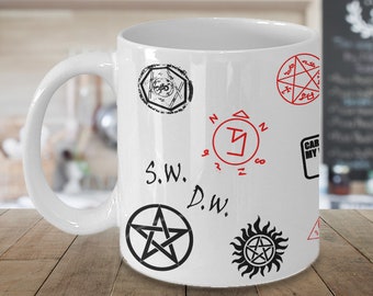 Supernatural Mug - Supernatural Symbols, Supernatural Coffee Mug Gift Collection, The Supernatural Symbols Inspired Hunter Collectible