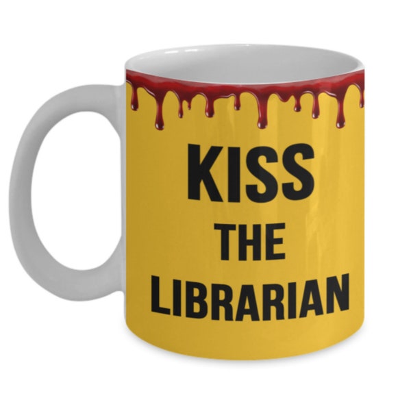 Vampire Slayer Coffee Mug - Kiss The Librarian Coffee Cup, Buffy Fan Gift, Buffy Christmas, Ultimate Buffy Cup, Buffy And Spike