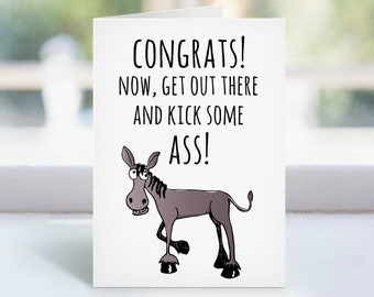 Funny Graduation Kick Ass Graduation Card | Funny Graduation Card | Funny college card | Funny card | Graduation card