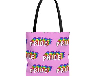 Retro Love Pride Tote Bag, Pride Bag, LGBTQ Support Tote, Rainbow Tote Bag, Retro Tote Bag, Reusable Shopping Bag, Lesbian Gay Shoulder Bag