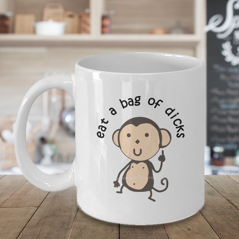 Monkey Gift, Funny Monkey Mug, Monkey Coffee Mug, Monkey Lover Gift, Funny Inappropriate Coffee Mug, Funny Gag Gift Idea, Coworker Gift Mug image 4