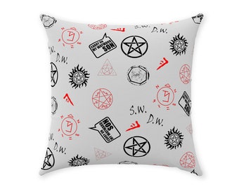 Supernatural Sigil Throw Pillows, College Dorm Decor, Fun Sofa Cozy Pillow