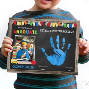 Editable Kindergarten Diploma with Photo and Handprint, INSTANT DOWNLOAD, Printable Preschool Certificate, DIY Graduation Diploma 2022