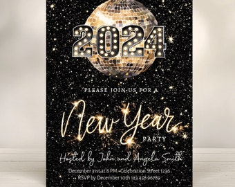 New Year Invitation, Editable New Year Invitation 2024, New Year Invite Template, Printable New Year's Invitation, New Year Party Invite