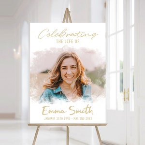 Memorial Sign, Celebration of Life Poster, Editable Funeral Welcome Sign, Celebrating the life of Sign, Funeral Poster, Memorial Service