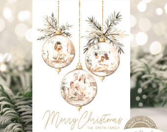 Christmas Photo Card, Editable Christmas Card, Photo Christmas Card Template, Year in review, Modern Christmas Card, DIY Boho Holiday Card