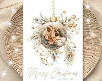 Christmas Photo Card, Editable Christmas Card, Photo Christmas Card Template, Printable Modern Family Christmas Card, Boho Christmas Card