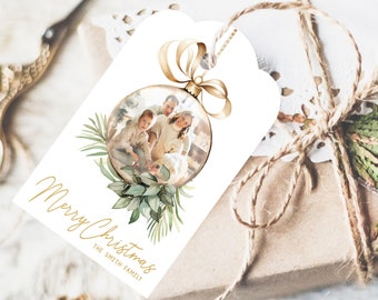 Editable Christmas Gift Tag, Printable Christmas Tags, Instant Access, Personalized Christmas Tag Template, Christmas Photo Tag, Hang Tag