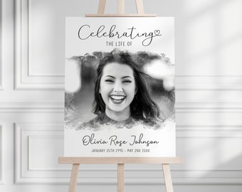Funeral Memorial Sign, Printable Celebration of Life, Editable Funeral Welcome Poster, Celebrating the life of Sign, Memorial Service Poster