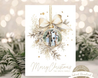 Editable Christmas Photo Card, Printable Christmas Card, Photo Christmas Card Template, DIY Modern Christmas Card, Boho Christmas Card
