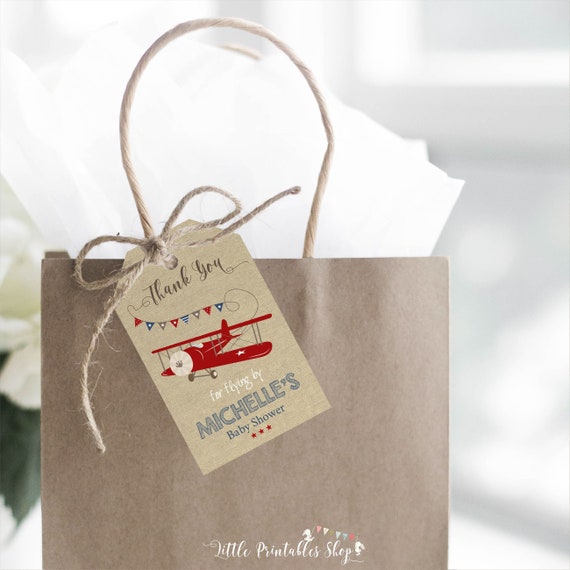 Airplane Baby Shower Favor Tags, Instant Access, Editable and Printable by you with Corjl, Airplane Thank You Tags, Airplane DIY Printables Il_570xn
