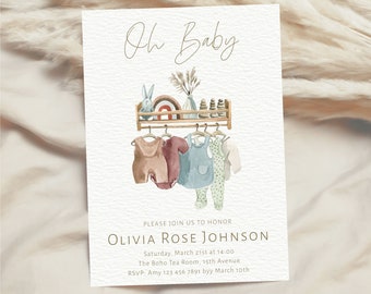 Pampas Grass Boho Baby Shower Invitation (Printable)