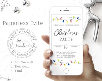 Editable Christmas Party Invitation, Digital Christmas Party Evite, Instant Download, Christmas Party Announcement, Office Party Invite