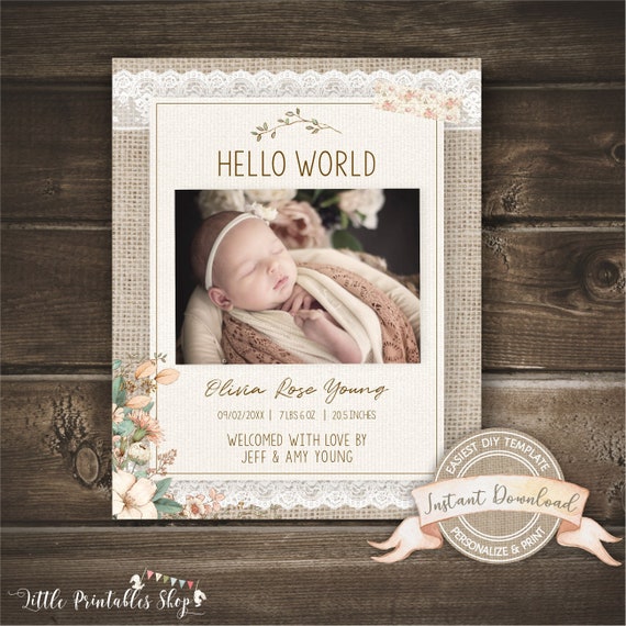 Lace Photo Birth Announcement