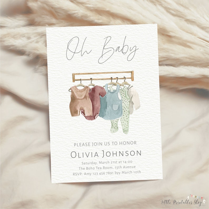 Baby Shower Invitation for a Boy or Girl Editable Baby Etsy
