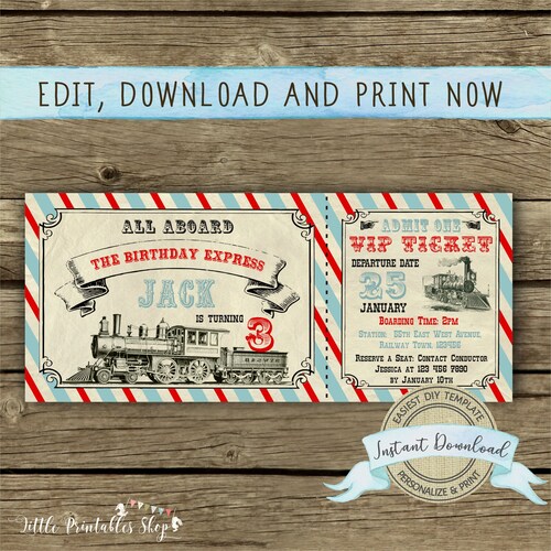 Train Birthday Invitation Printable Boys Party Invite - Etsy