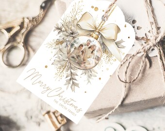Christmas Gift Tag, Printable Christmas Tags, Personalized Christmas Tag Template, Christmas Photo Tag, Hang Tag, Editable Christmas Tag