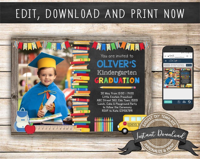 Editable Kindergarten Diploma With Photo, Any Grade, INSTANT DOWNLOAD ...