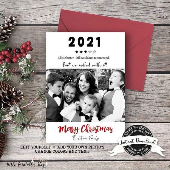 2021 Christmas Card, Printable 2021 Review Christmas Photo Card, Editable, Funny Christmas Card, Rolled with it Christmas Card, Covid Card Il_570xn