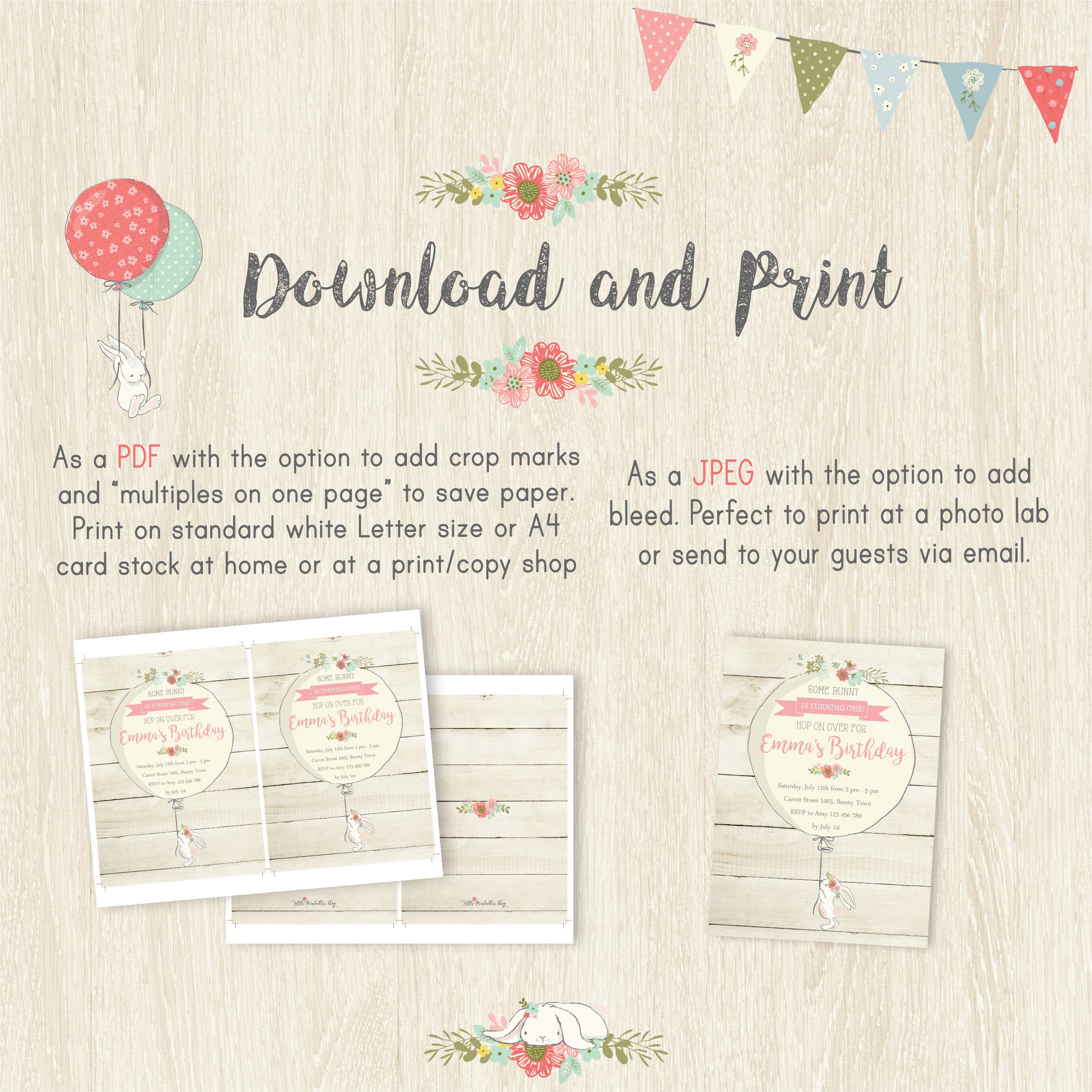 Bunny Birthday Invitation Editable and Printable by You With - Etsy