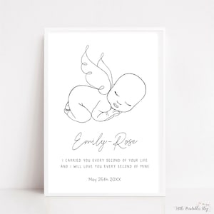 Miscarriage Gift, Baby Loss Print, Personalized Angel Baby Keepsake, Loss of Baby Line Art, Digital Stillborn Wall Art, Grieving Gift