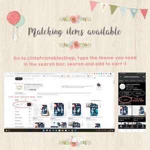 Pu&ograve; includere: Schermata di un computer che mostra un sito web di articoli per feste stampabili. Il sito web si chiama LittlePrintablesShop. Il sito web ha una barra di ricerca con il testo "TYPE AND SEARCH HERE" e un elenco di articoli in vendita, tra cui inviti, biglietti di ringraziamento e altri articoli per feste. Il sito web ha anche una sezione di recensioni dei clienti con una valutazione a 5 stelle.