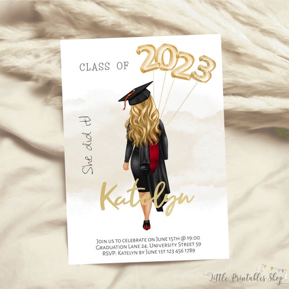 Personalized Graduation Invitation, She did it Graduation Party Invite, Graduation Announcement Template, Class of 2023 Grad Invitation Il_570xn