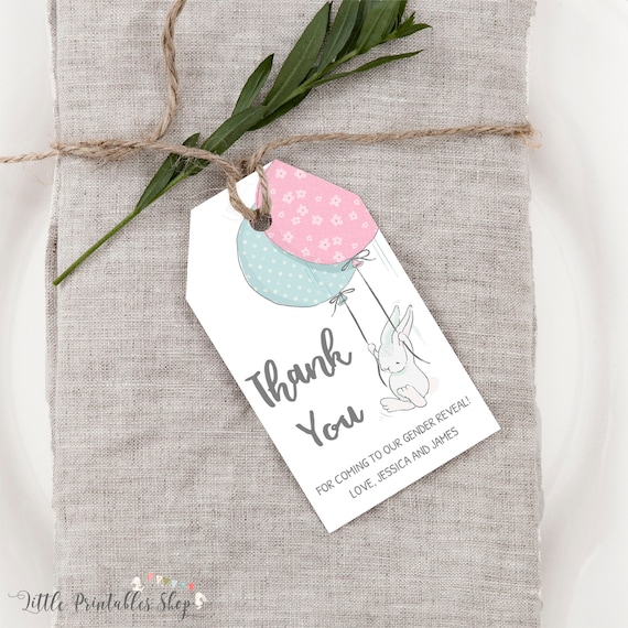 Bunny Baby Shower Thank You Cards, Gender Reveal Thank you Tags
