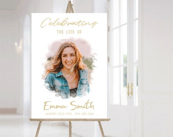 Memorial Sign, Celebration of Life Poster, Editable Funeral Welcome Sign, Celebrating the life of Sign, Funeral Poster, Memorial Service